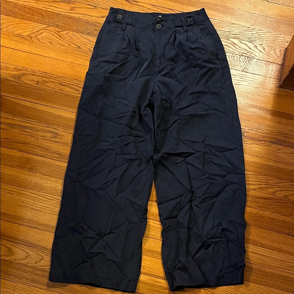 Madewell petite navy Harlow wide leg pant